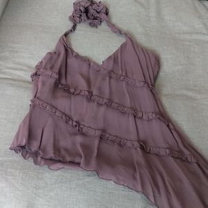 Ted Baker purple asymmetrical halter top
